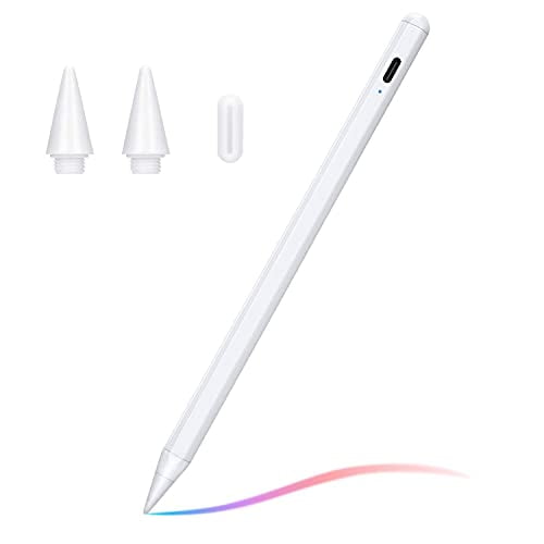 2018 iPad 6th Generation 9.7 Stylus Pen with Palm Rejection White Type-C Recharge 1.5mm Fine Tip 2nd Pencil Compatible with Apple A1893/A1954 Stylus Pens for iPad 6th Generation 9.7 Inch 